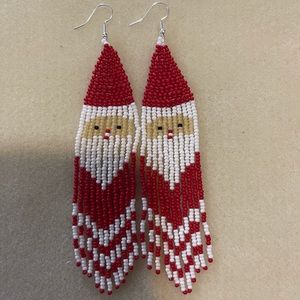 Santa earrings hand beaded.